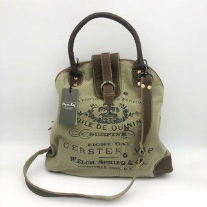 Myra Bag Canvas Leather "Gerster" Shoulder Bag Green